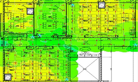 ヒートマップ例:電波受信強度(RSSI)